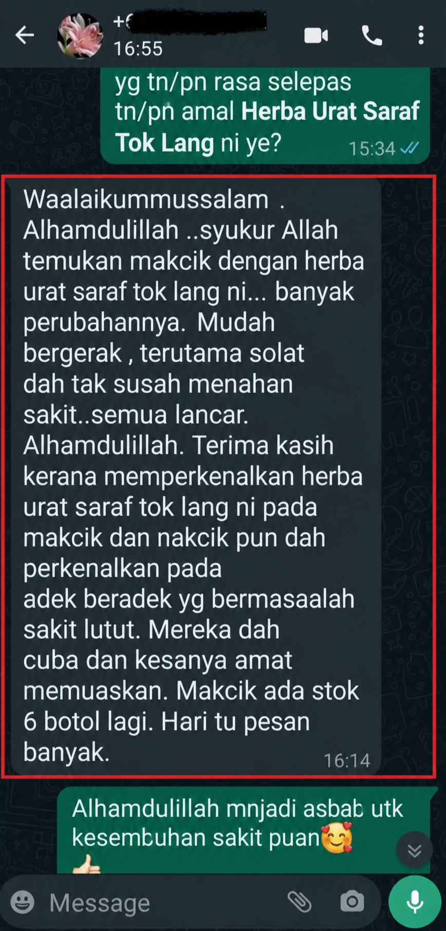 Testimoni pelanggan Tok Lang 3