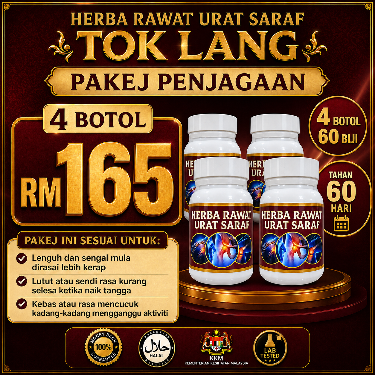 Pakej 4 Botol Herba Tok Lang