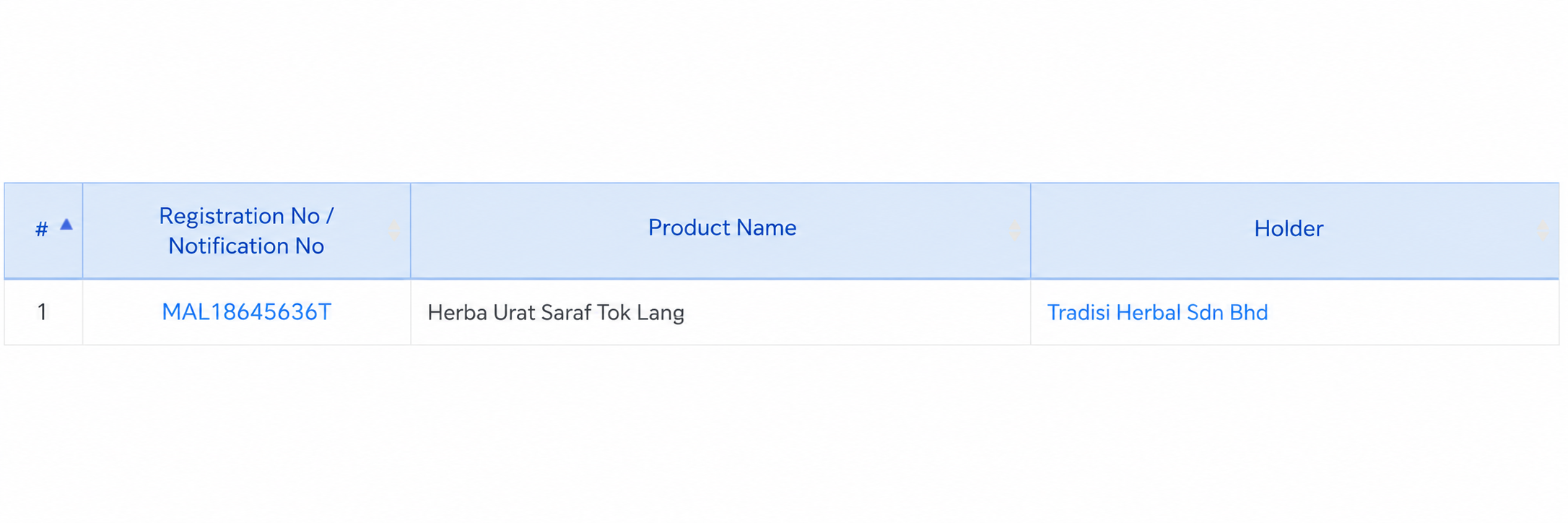 Maklumat Pendaftaran Herba Tok Lang